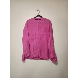 Eileen Fisher Button Up Top Size XS Oversized Irish Linen Long Sleeves